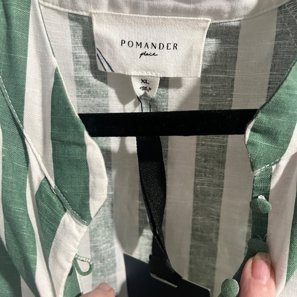 POMANDER PLACEGreen Stripe Maryse Mini Caftan sz XL - Picture 7 of 9